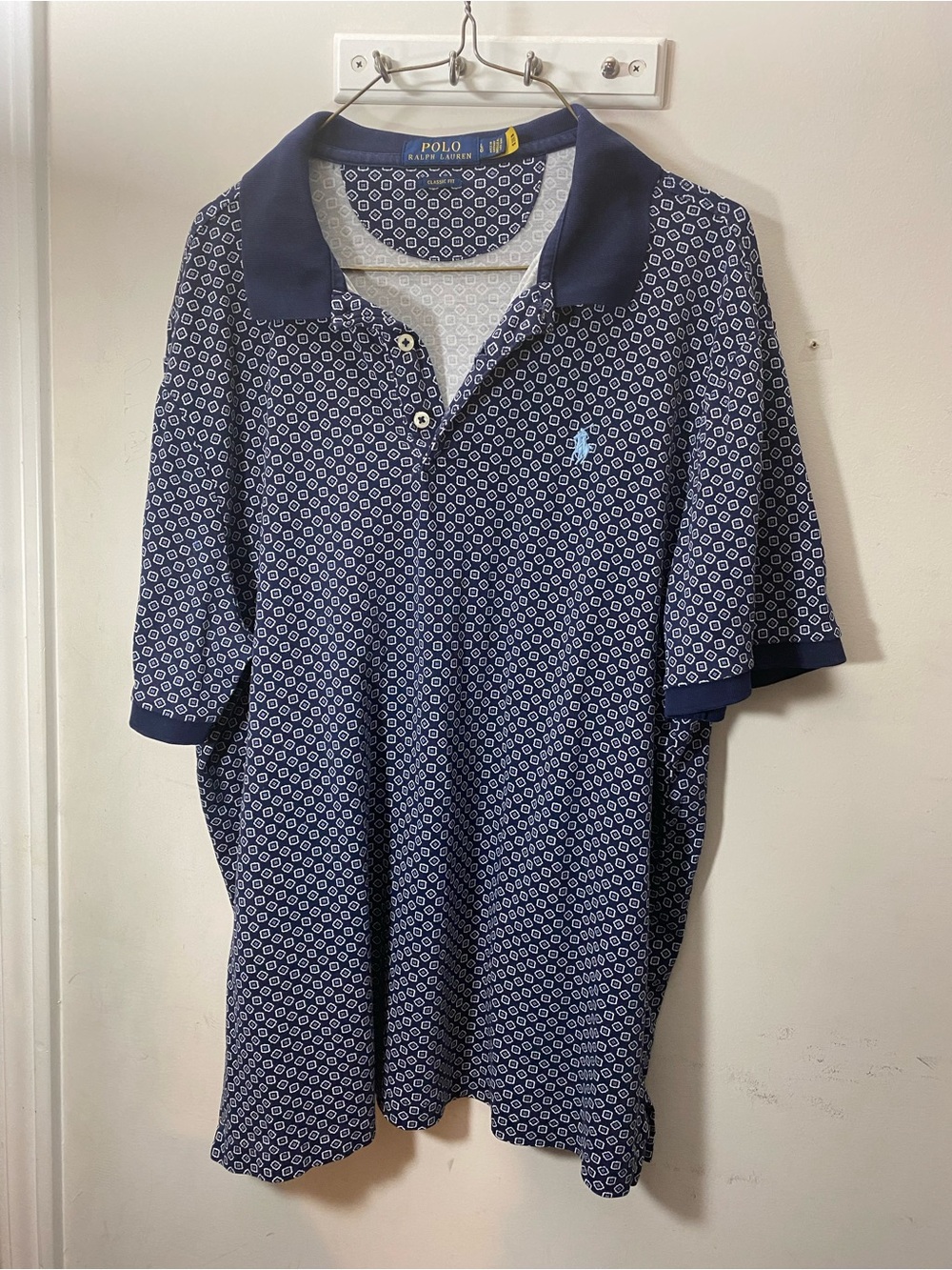 Ralph Lauren Navy & White Geometric Polo